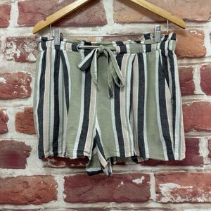 Express Shortie Super High Rise Shorts Women's Medium Multicolor Striped Pull On